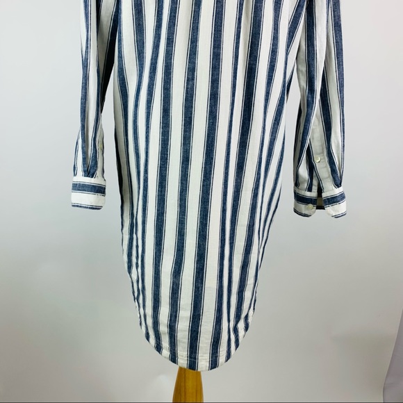 Madewell Striped Lace Up Linen Blend Shirt Dress S - Picture 11 of 12